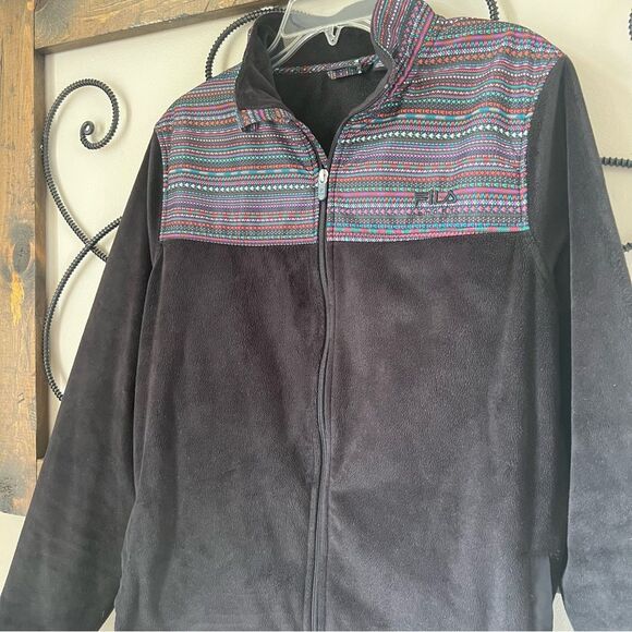 VTG Fila Sport Biella Black Full Zip High-Pile Western Southwest Fleece SZ XL - Picture 6 of 15